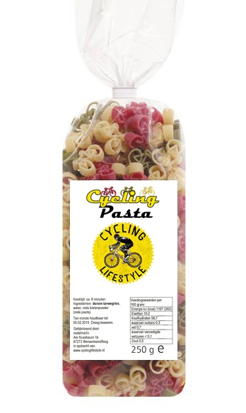 pasta in de vorm van een racefiets