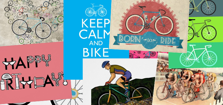 Wenskaarten en verjaardagskaarten voor fietsers en wielrenners